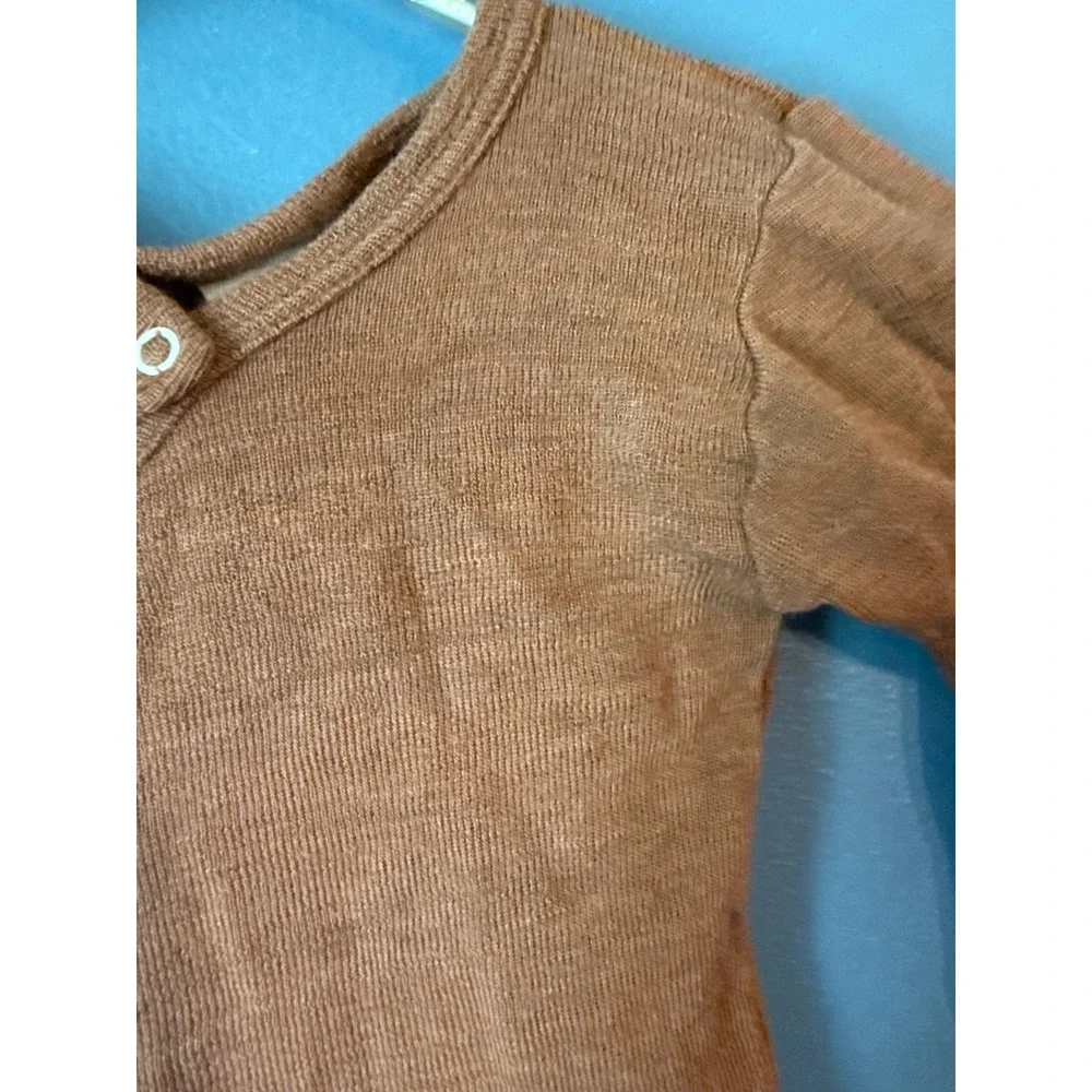 Siskin by Engel Wool Silk Kimono Bodysuit Terracotta Brown 3-6M Made in Germany